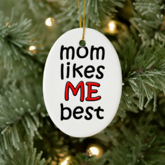 Ornement Ovale En Céramique Maman aime mon meilleur ornament