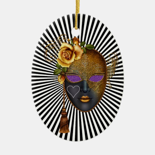 Ornement Ovale En Céramique Mardi Gras - Masquerade - SRF (Devant)