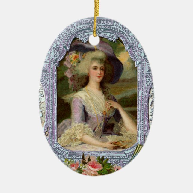 Ornement Ovale En Céramique Marie Antoinette Cadeau de Noël (Devant)