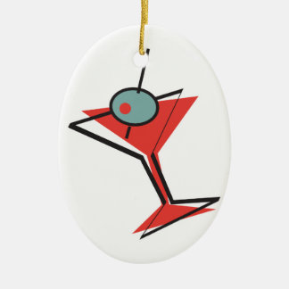 Ornement Ovale En Céramique martini à l'olive rétro