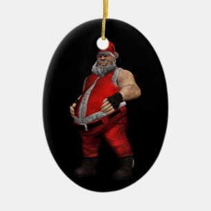 Ornement Ovale En Céramique Mauvais Père Noël