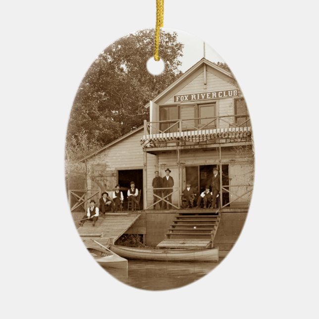 Ornement Ovale En Céramique Men Club Fox River Club 1880 Fishing Elgin (Devant)