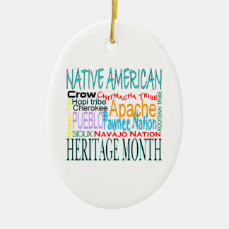 Ornement Ovale En Céramique Mois d'héritage de Natif américain