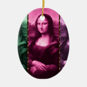 Ornement Ovale En Céramique Mona Lisa Poster de animal rose rose violet