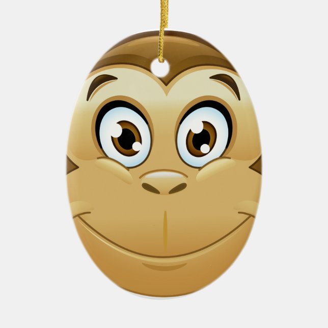 Ornement Ovale En Céramique monkey emoji (Devant)