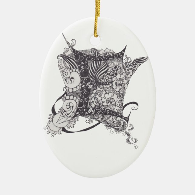 Ornement Ovale En Céramique Monogramme E (Devant)