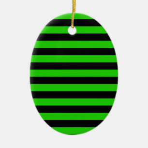 Ornement Ovale En Céramique Motif rayé vert et noir gras