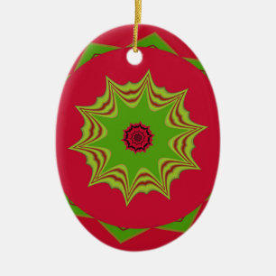 Ornement Ovale En Céramique motif tribal ethnique africain rouge