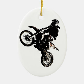 Ornement Ovale En Céramique Motocross