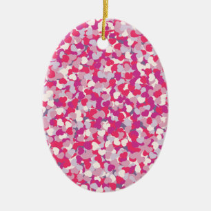 Ornement Ovale En Céramique multi Color Heart Confetti2