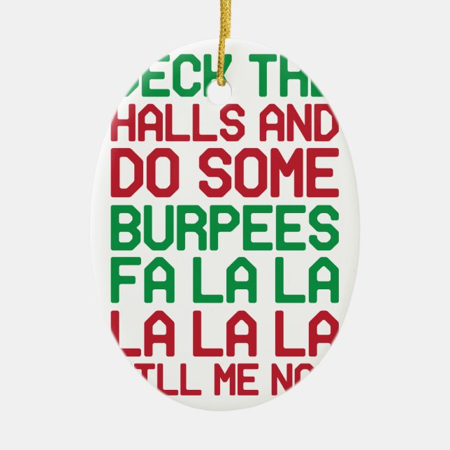 Ornement Ovale En Céramique Noël Burpees (Devant)