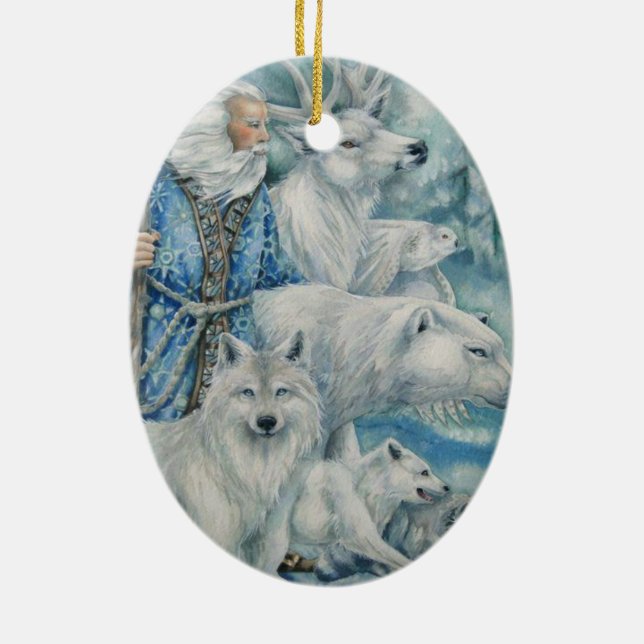 Ornement Ovale En Céramique Noël de région boisée (Dos)