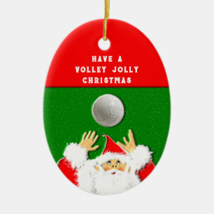 Ornement Ovale En Céramique Noël de volley-ball