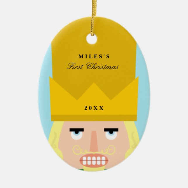 Ornement Ovale En Céramique Noël du bébé d'ornement de casse-noix premier (Devant)