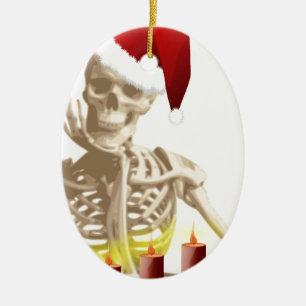 Ornement Ovale En Céramique noël du crâne