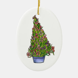 Ornement Ovale En Céramique Noël Iris