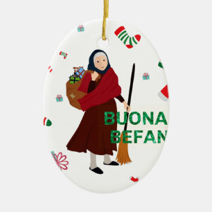 Ornement Ovale En Céramique noël sorcière buona Befana