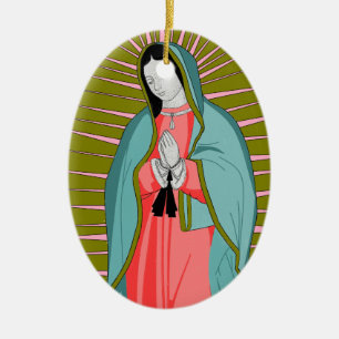 Ornement Ovale En Céramique notre dame de guadalupe