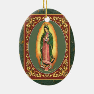 ORNEMENT OVALE EN CÉRAMIQUE NOTRE DAME DE GUADALUPE
