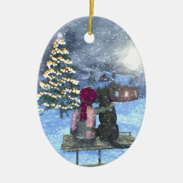 Ornement Ovale En Céramique Observation pour l'ornement en céramique de Noël (Devant)