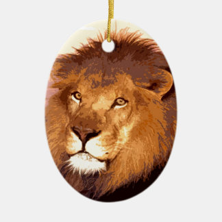 Ornement Ovale En Céramique OEuvre de Lion