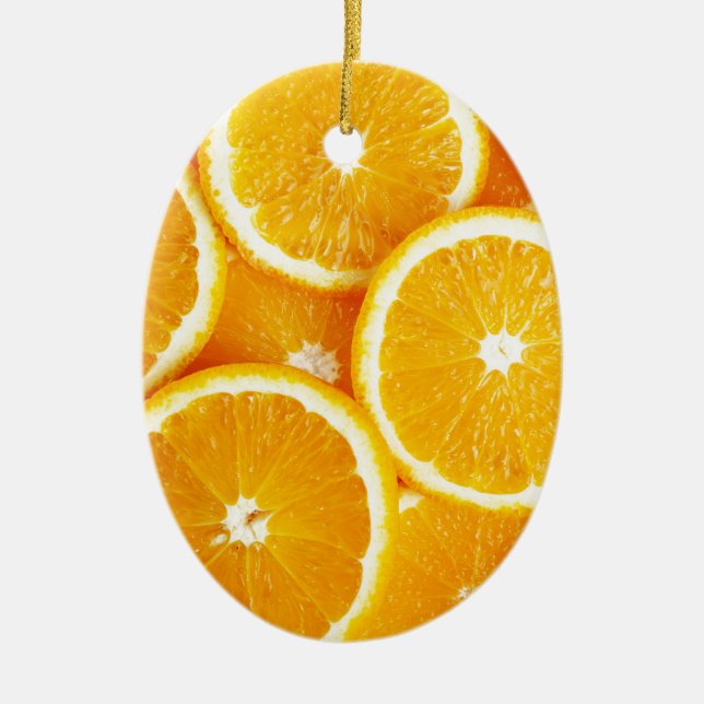 Ornement Ovale En Céramique Oranges et plus d'oranges (Devant)