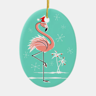 Ornement Ovale En Céramique Ovale d'ornement des textes de Flamant rose de
