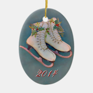 Ornement Ovale En Céramique Patins de glace 2014