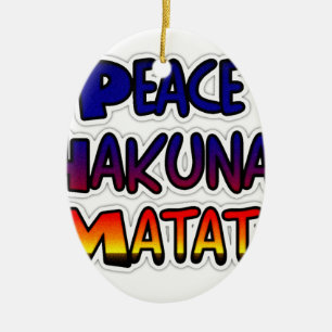Ornement Ovale En Céramique Peace Hakuna Matata Gradient Art