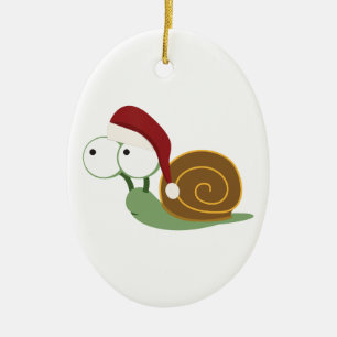 Ornement Ovale En Céramique Père Noël Snail