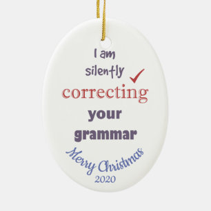 Ornement Ovale En Céramique Personnalisé Daté Noël Correction Grammaire amusan