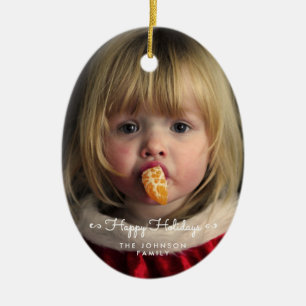 Ornement Ovale En Céramique Personnalisé Joyeux Jours fériés Oval Christmas Tr