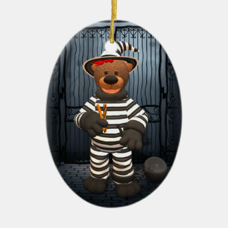 Ornement Ovale En Céramique Petit prisonnier de petits ours