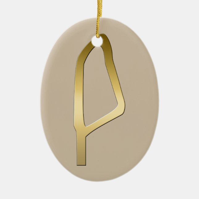 Ornement Ovale En Céramique Plume de symbole d'Egyptien de Maat (Devant)