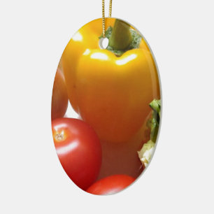 Ornement Ovale En Céramique Poivre Tomates Légumes Légumes Laisselle Aliments