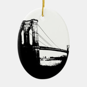 Ornement Ovale En Céramique Pont vintage Brooklyn