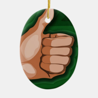 Ornement Ovale En Céramique Pouces vers le haut de conception graphique faite