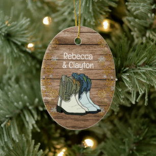 Ornement Ovale En Céramique Premiers Noël Couples Nouveau Pays d'origine