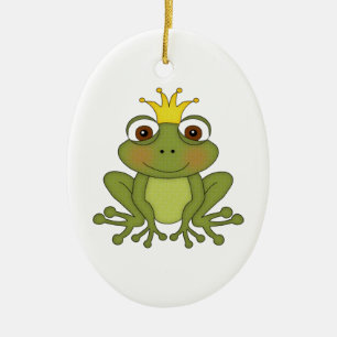 Ornement Ovale En Céramique Prince de grenouille de conte de fées avec la