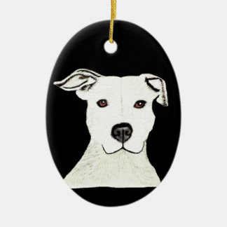 Ornement Ovale En Céramique Race de chien de Pitbull