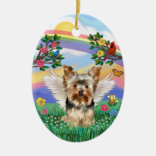 Ornement Ovale En Céramique Rainbow Life - Yorkshire Terrier #17 (Devant)