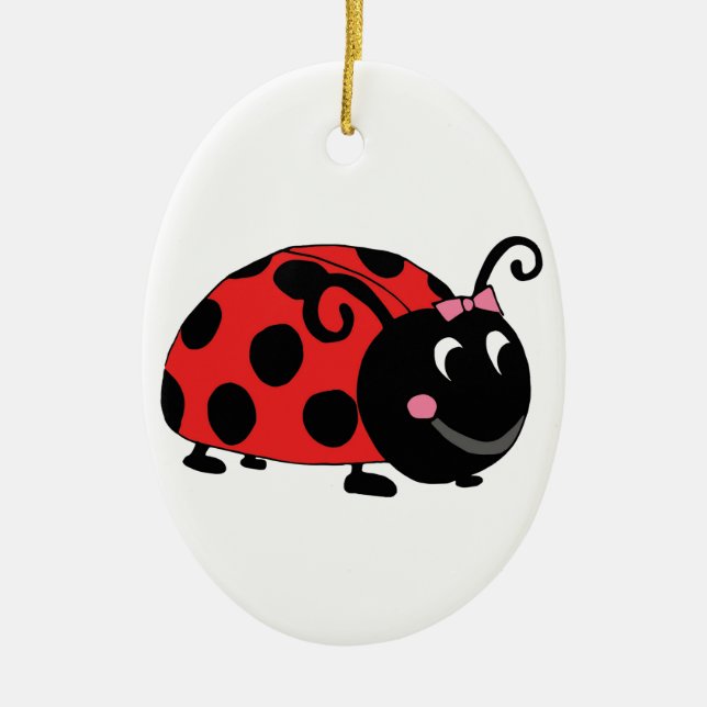 Ornement Ovale En Céramique Red Black Ladybug (Devant)