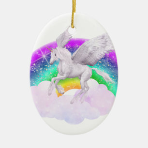 Ornement Ovale En Céramique Rêves de licorne