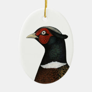 Ornement Ovale En Céramique Ringneck Pheasant Head