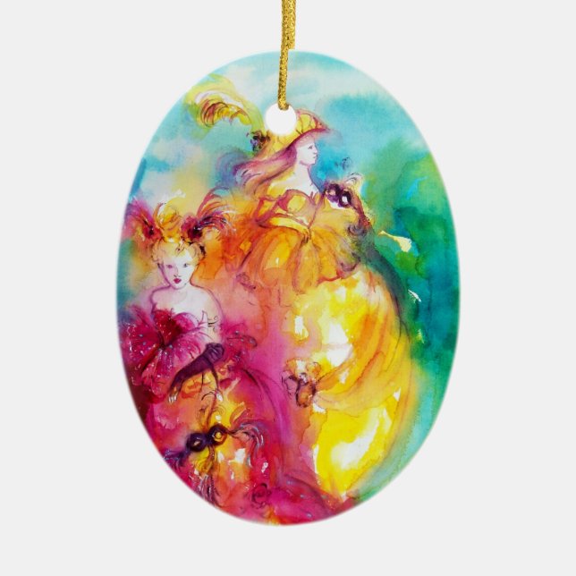 Ornement Ovale En Céramique RONDO EN LAGON / Bal mascarade vénitienne (Devant)