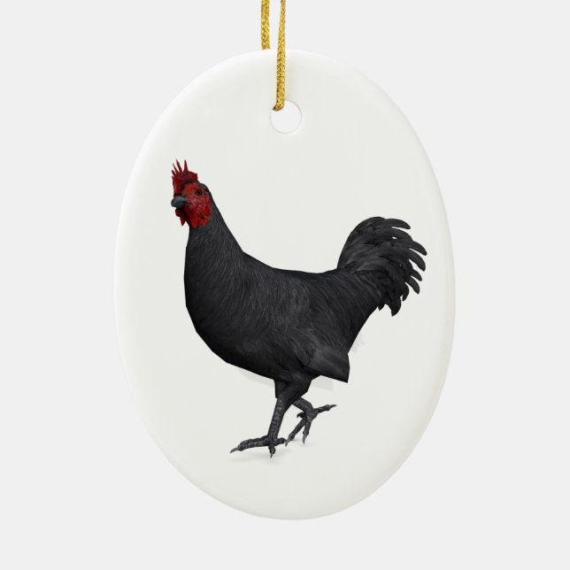 Ornement Ovale En Céramique Rooster noir (Dos)
