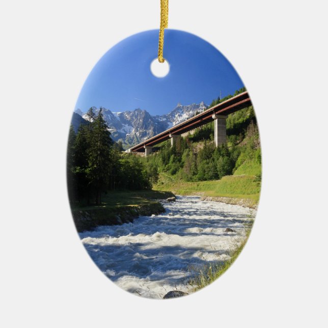 Ornement Ovale En Céramique Route alpine (Devant)