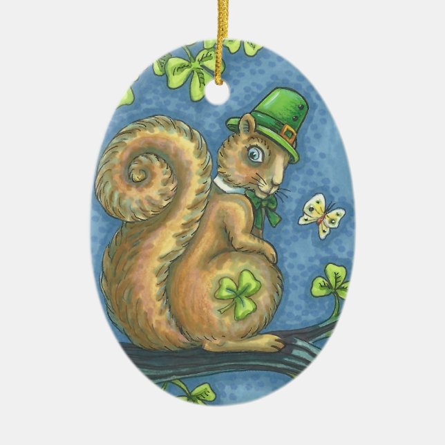 Ornement Ovale En Céramique Saint Patrick's Day IRISH SQUIRREL ORNAMENT Oval (Devant)