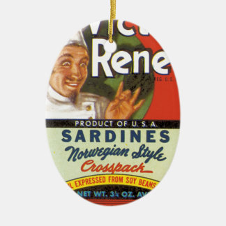 Ornement Ovale En Céramique Sardines norvégiennes de style