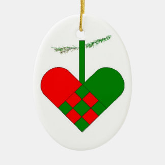 Ornement Ovale En Céramique Scandinave de papier tissé suédois de coeur